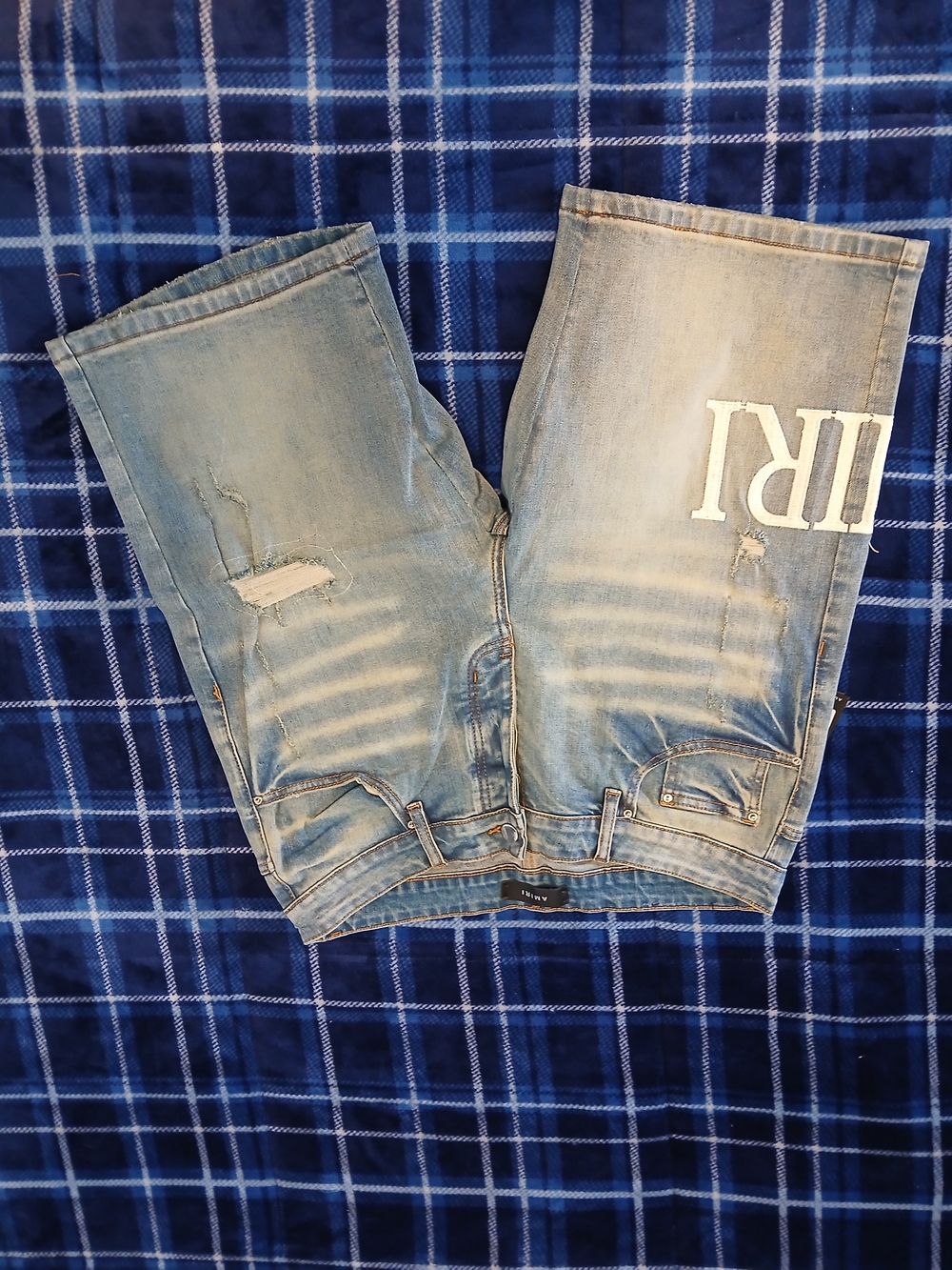 Amiri Light Blue Jean Shorts